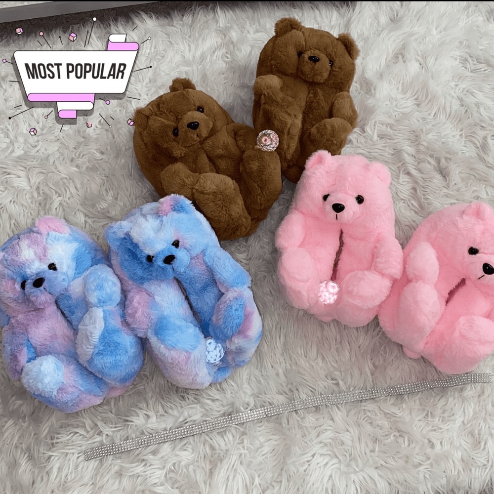 Plush Teddy Slippers